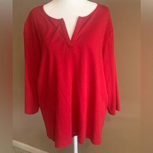 Kim Rogers Split Neck 3/4 Length Sleeve Tee